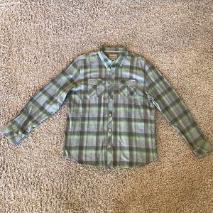 Men’s O’Neill green,gray,red plaid collared shirt